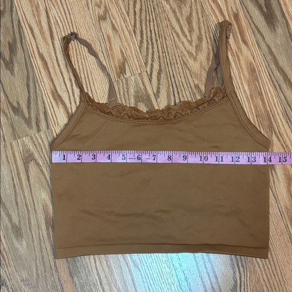 Aerie Tan Ribbed Knit Bra crop Cami Top, XL - Picture 5 of 6